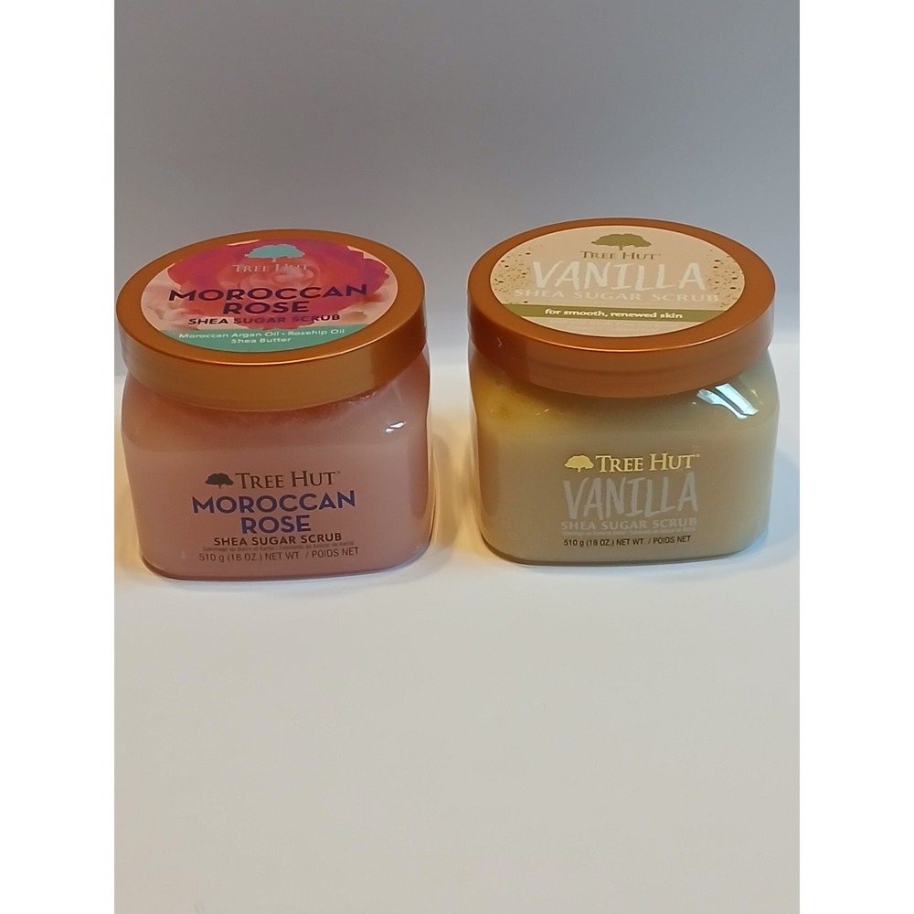 Tree Hut Shea Sugar Scrub Set Moroccan Rose and Vanilla 18oz Lot of 2